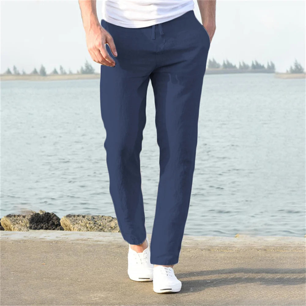 Pantalon Homme en Coton et Lin