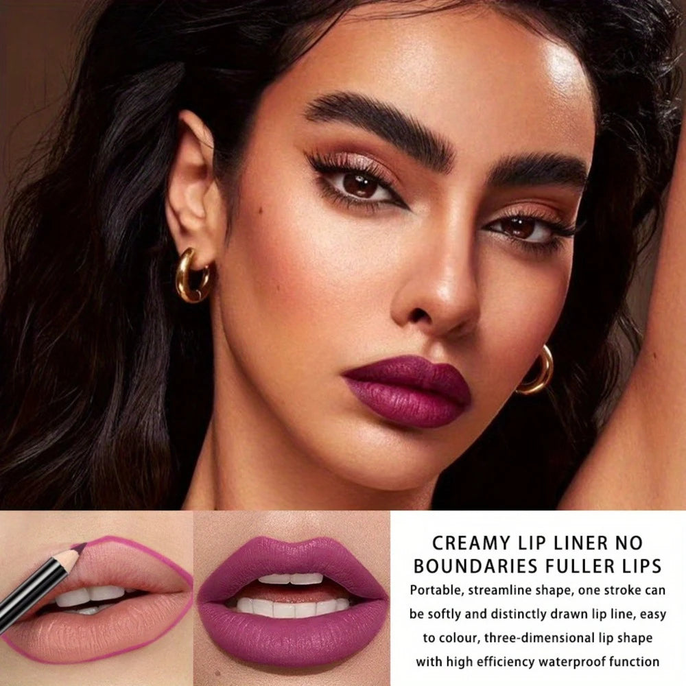 Set 12 Crayons à Lèvres Mat Nude – Longue Tenue, Waterproof, Haute Pigmentation, Crayon Contour, Outils Maquillage des Lèvres