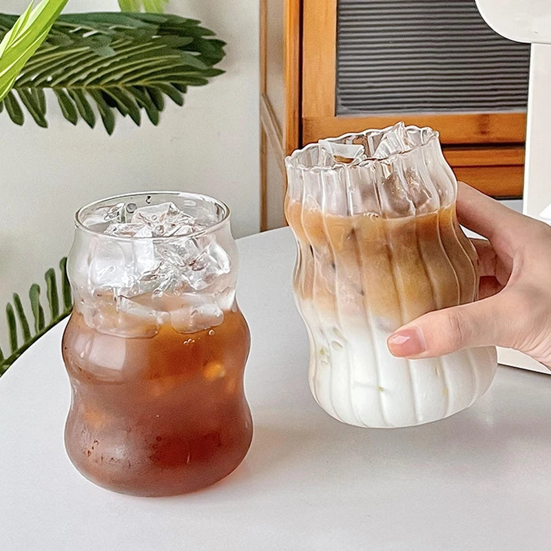 Aesthetic Glass Cups Set – Iced Coffee, Latte, Cocktail & Wine Glass Drinkware Collection