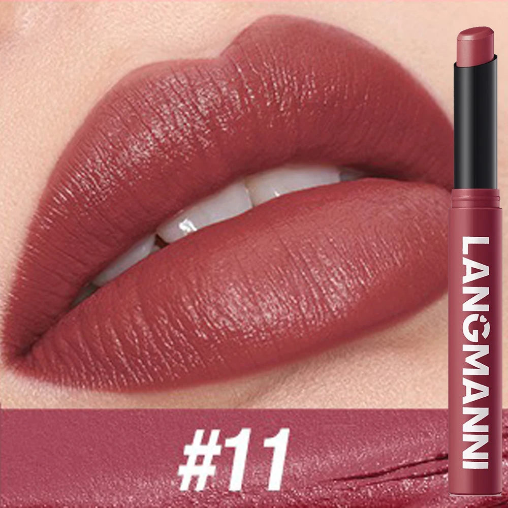 Crayons rouges à lèvres 12 couleurs – Finition mate et waterproof | Tenue longue durée, non collant | Teintes nude | Maquillage des lèvres précis et durable