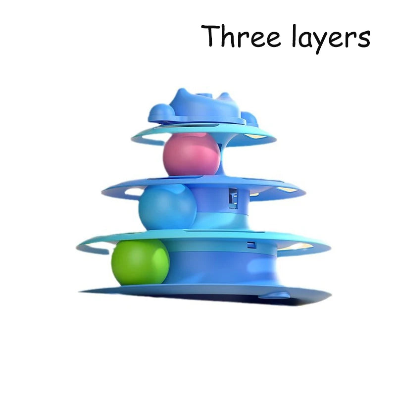 Interactive Cat Tower Track Toy with Rolling Balls & Feather Teaser