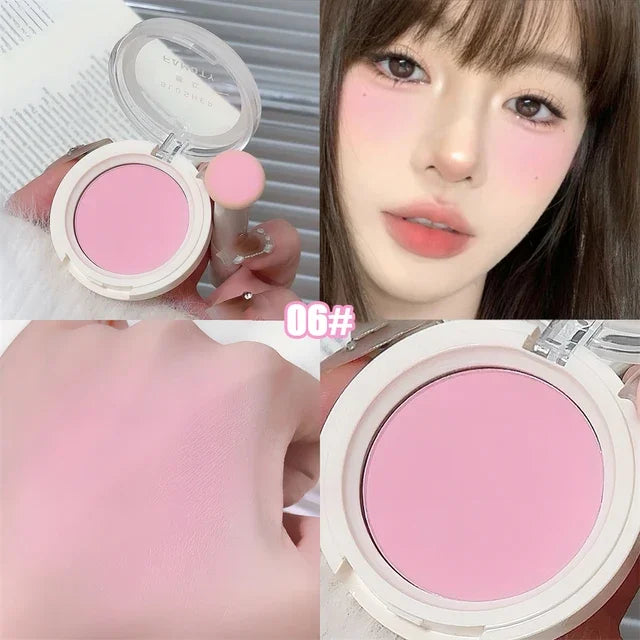 Palette de blush monochrome lait-pêche – Pigments minéraux pour le visage, poudre blush pour joues – Maquillage professionnel, contouring et blush rose