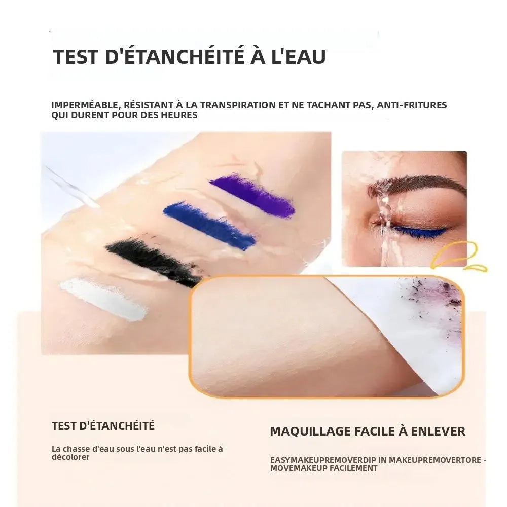 Mascara anti-bavure volumisant allongeant recourbant séchage rapide sans flocons coloré maquillage yeux femme