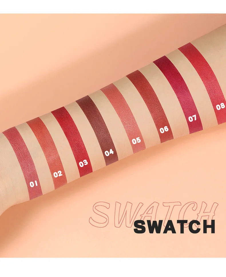 Crayon rouge à lèvres 8 couleurs velours mat longue tenue waterproof non-collant