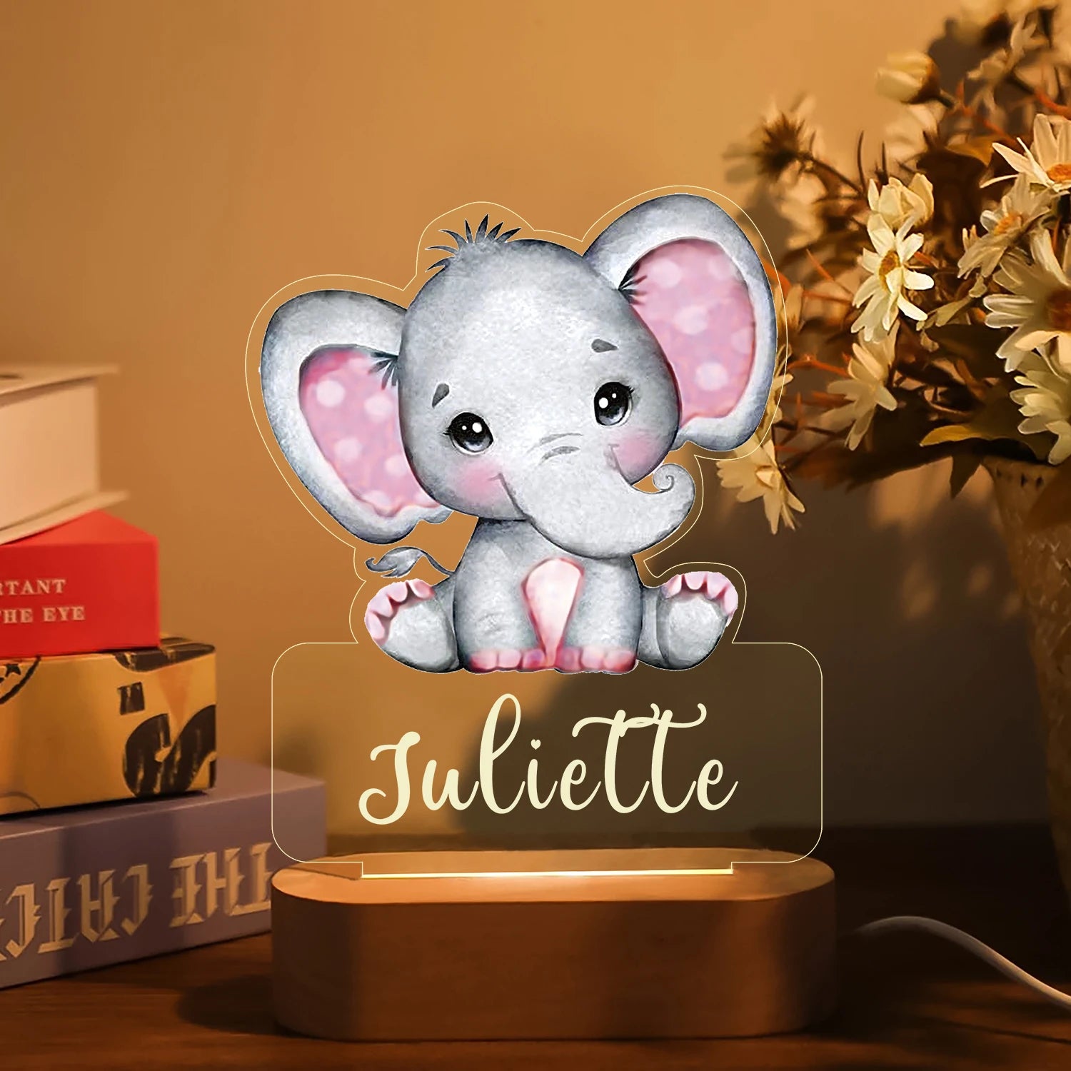 Personalized Animal Night Light with Custom Name – Acrylic LED Lamp for Kids' Bedrooms