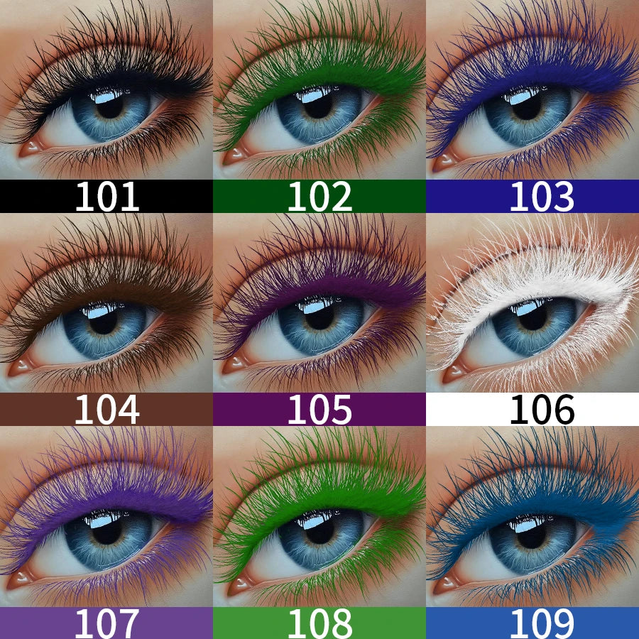 Mascara 5D 9 couleurs grands yeux waterproof épais allongeant recourbant fibres liquide extensions cils maquillage