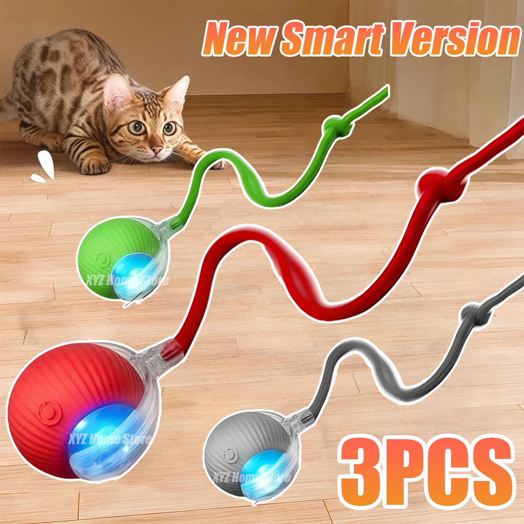 Automatic Interactive Rolling Ball with Faux Tail – Rechargeable Smart Cat & Dog Toy