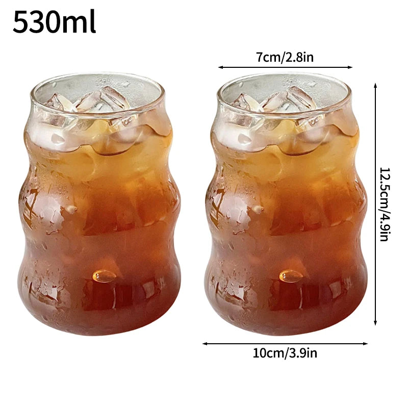 Aesthetic Glass Cups Set – Iced Coffee, Latte, Cocktail & Wine Glass Drinkware Collection