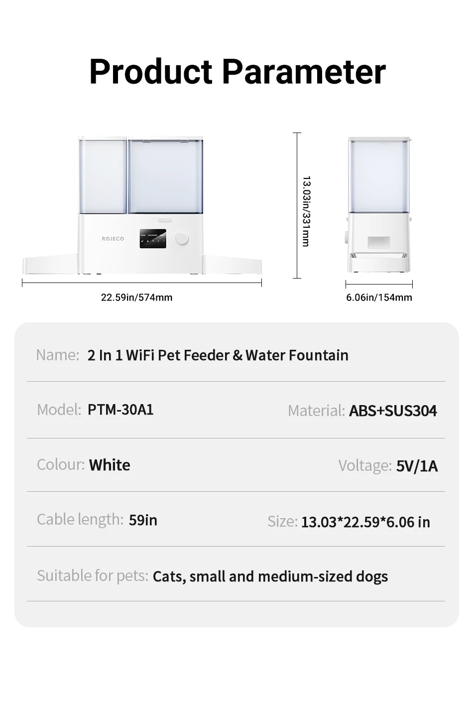 8.5L Smart Automatic Pet Feeder & Gravity Water Dispenser – Wi-Fi Food Station