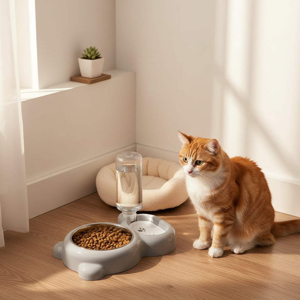 Automatic Pet Feeding & Water Bowl Set – Food Bowl with Water Dispenser