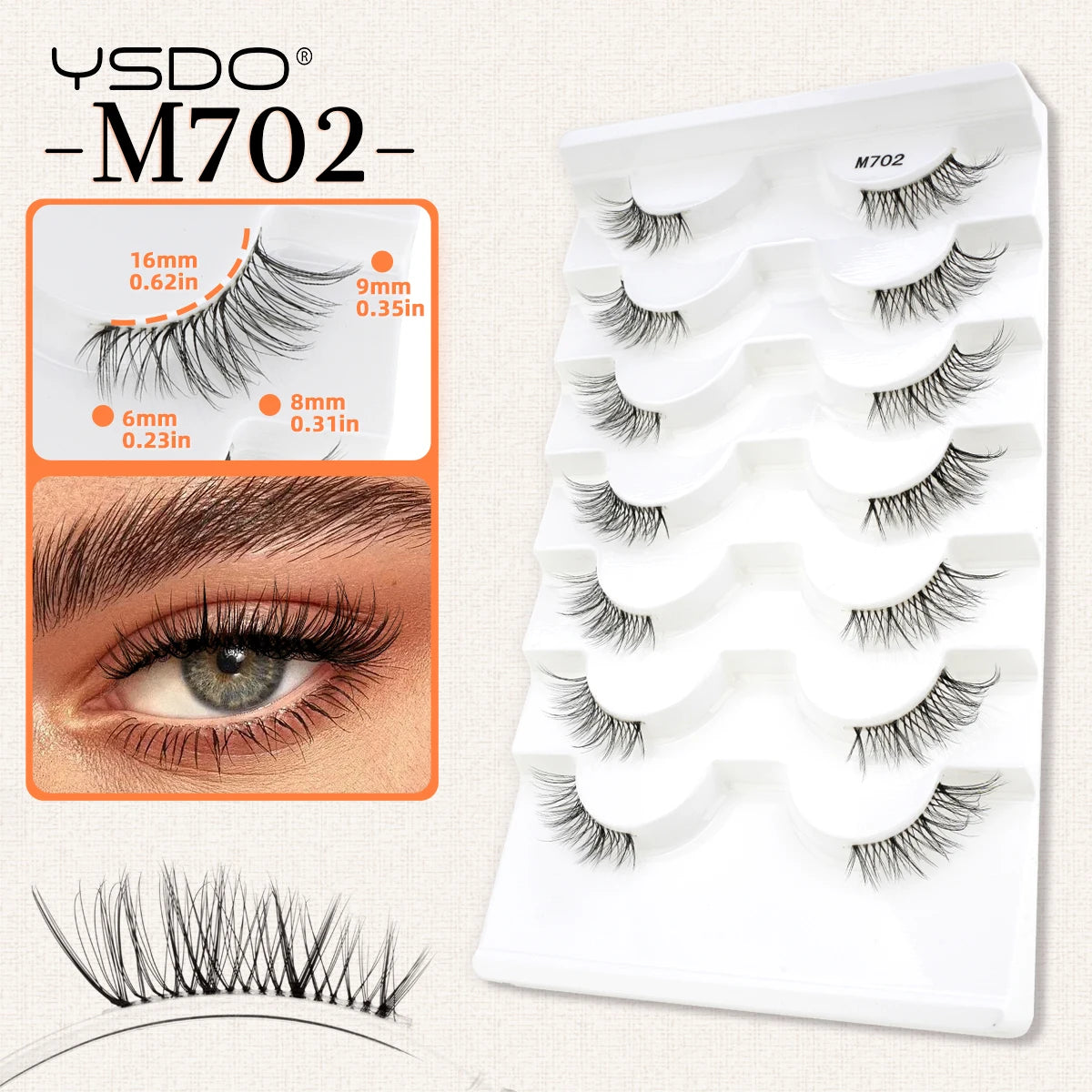 3 à 7 paires de cils en vison synthétique – Faux cils faits main, naturels et nude, effet croisé et désordonné – Cils 3D bouclés pour maquillage