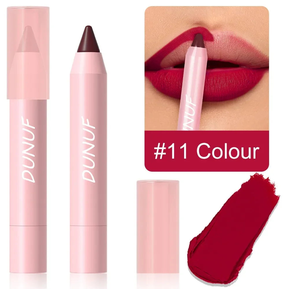 Crayon à Lèvres Nude et Marron – Set 18 Couleurs, Contour Rouge, Waterproof, Mat, Crayon de Maquillage pour Lèvres