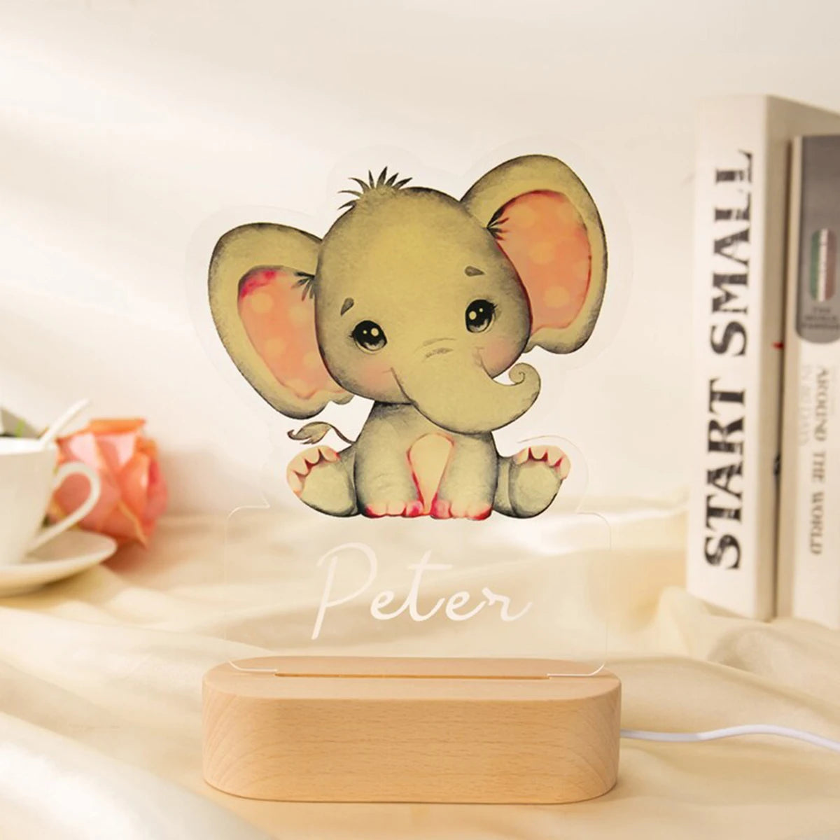 Personalized Animal Night Light with Custom Name – Acrylic LED Lamp for Kids' Bedrooms