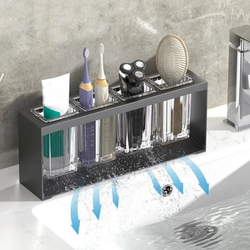 Carbon Steel Electric Toothbrush Holder – Transparent Bathroom Organizer Rack