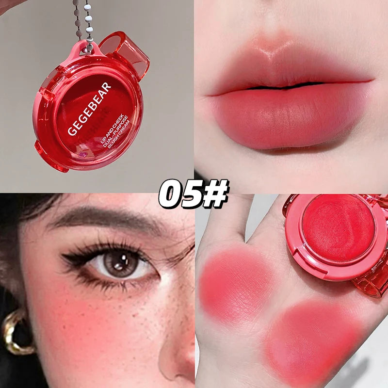 Blush Crème Mat Rose-Violet — Multi-usage pour Lèvres et Joues, Rouge à Lèvres Texture Boue, Blush Monochrome, Illumine le Visage, Application Facile, Maquillage Rouge