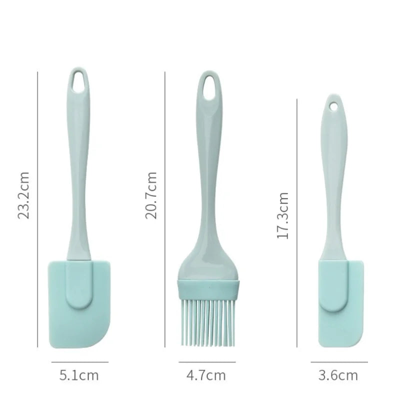 3-Piece Silicone Spatula Set – Cake Scraper, Butter Spatula & Oil Brush Baking Tools