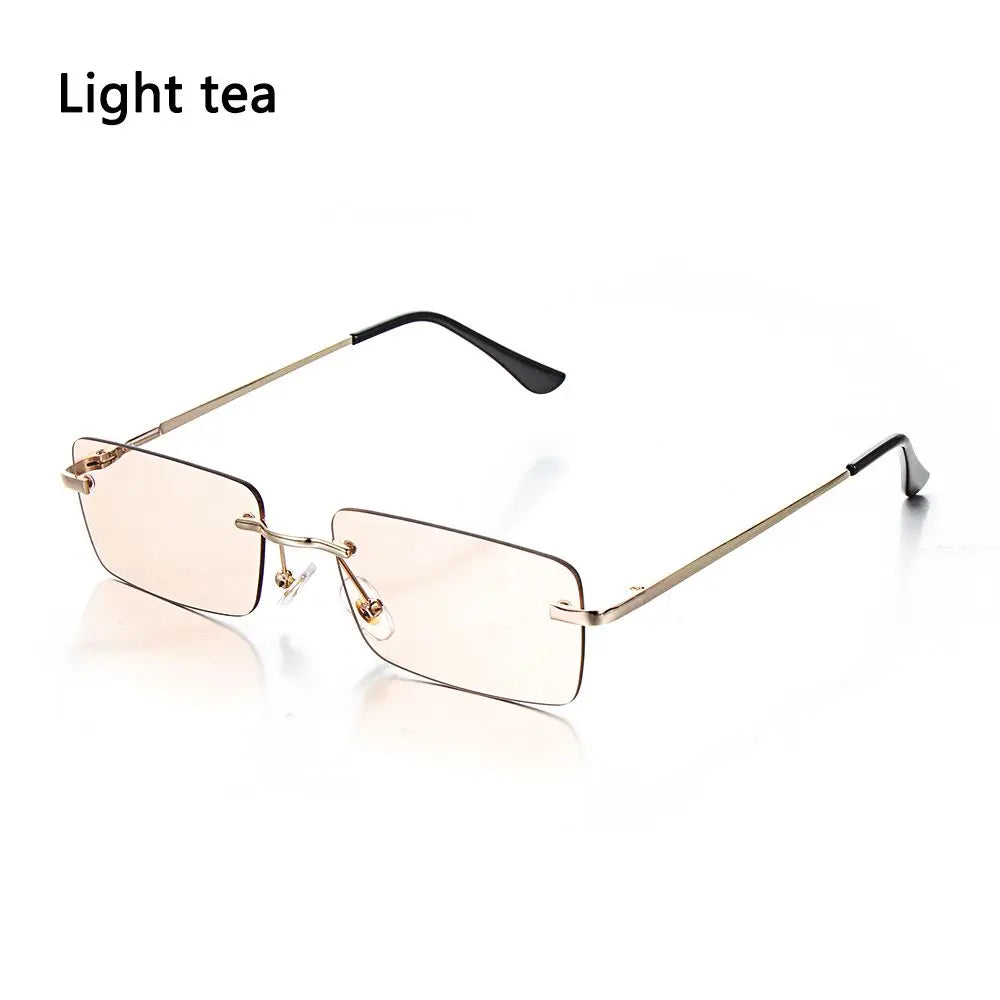 « Lunettes de soleil rectangle – Sans monture, unisexes, vintage UV400 »