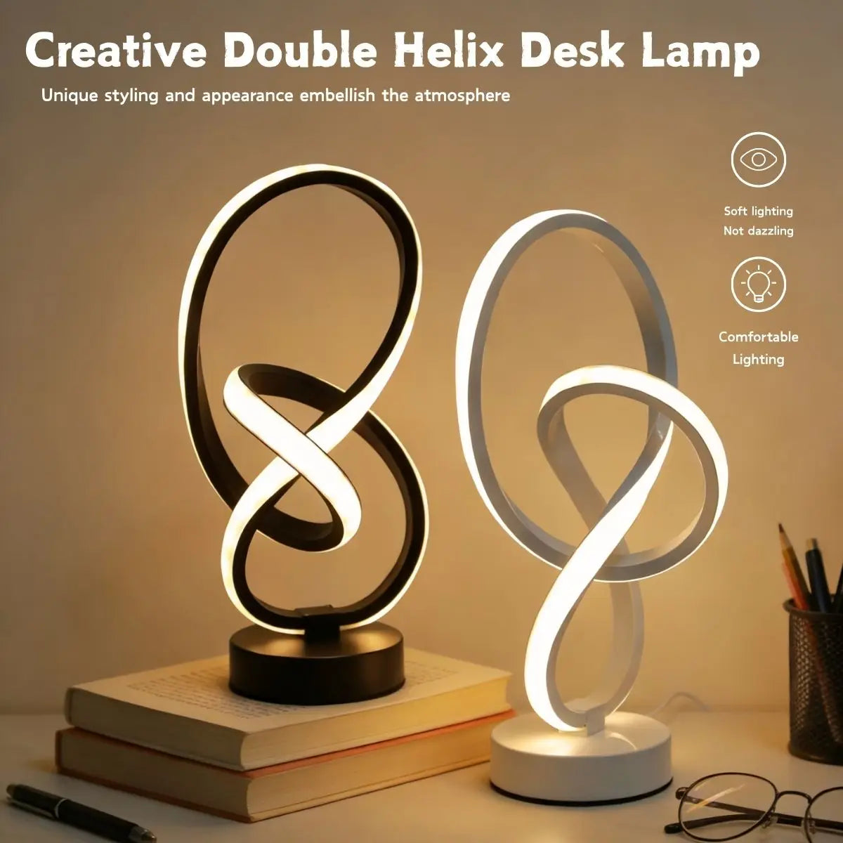 Creative LED Desk Lamp – 3 Color Dimmable USB Table Light for Home & Office