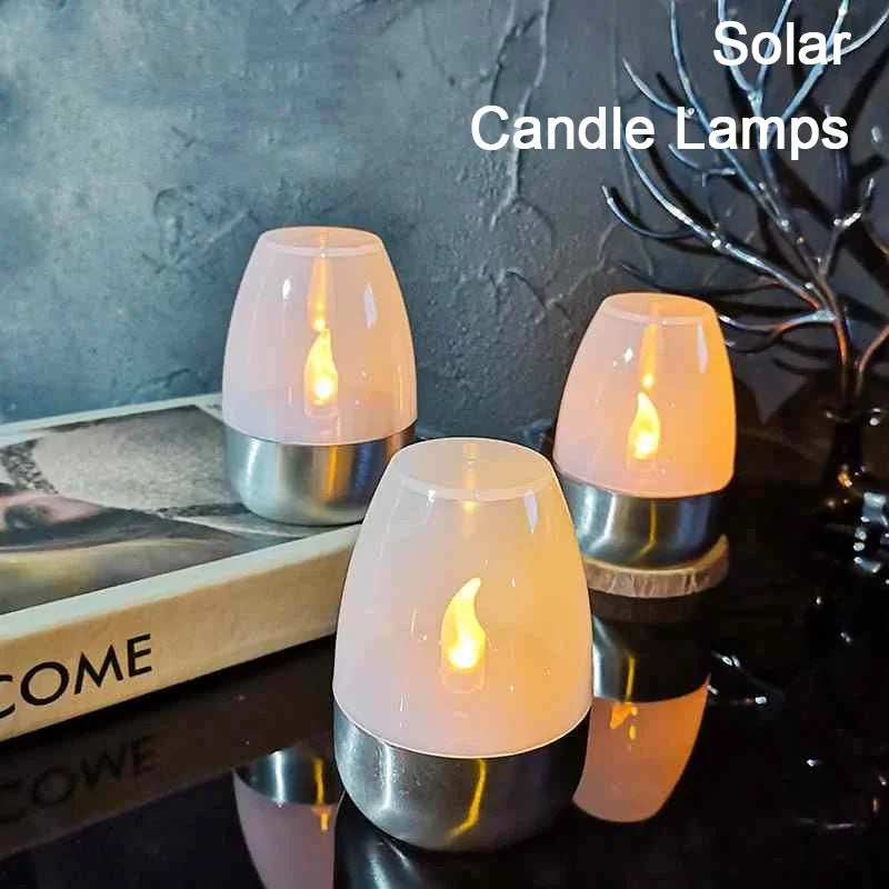 Solar LED Flameless Candles – Waterproof Outdoor Candle Lights for Garden & Wedding Decor