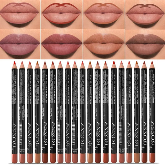 Set 14 Crayons à Lèvres Mat – Longue Tenue, Waterproof, Haute Pigmentation, Teintes Nude et Rose, Outils Maquillage des Lèvres