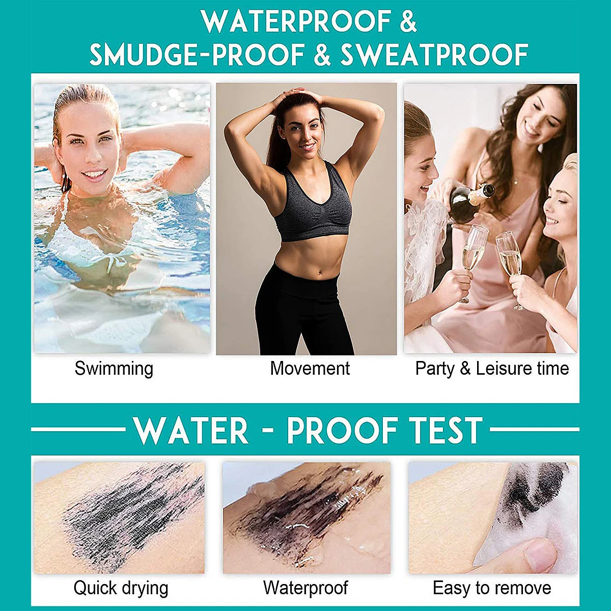 Mascara 2‑en‑1 fibres de soie waterproof extensions cils noir épais allongeant maquillage yeux