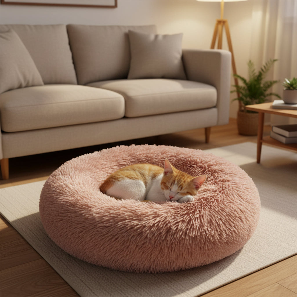 Plush Round Pet Bed – Ultra Soft Warm Dog & Cat Bed