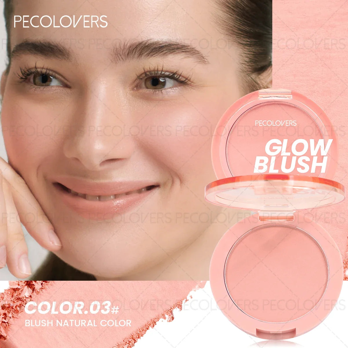 Palette de Blush 1 pièce — Résistante à l’Eau, Teinte Rose, Facile à Appliquer, Effet Maquillage 3D Naturel, Fini Mat, Nuances de Rouge