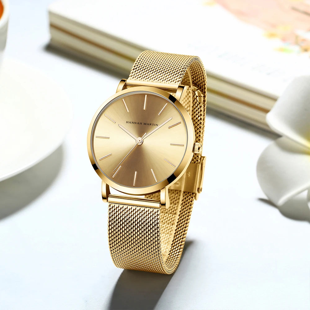 « Montre Femme – Quartz, Étanche, Doré Rose 36 mm »
