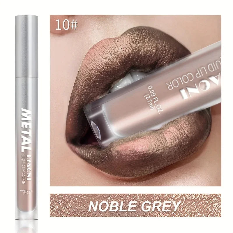 Rouge à lèvres liquide métallique à paillettes, scintillant, imperméable, longue durée, facile à colorer, tasse antiadhésive, cosmétiques de maquillage