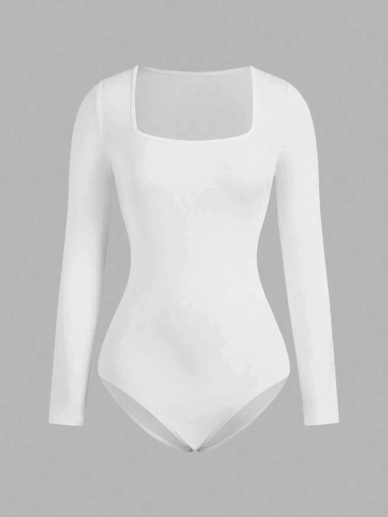 Body une pièce pour femmes – Couleur unie avec col carré | Manche longue et ouverture à l’entrejambe | Coupe ajustée et sexy | Idéal streetwear et vêtements chauds féminins