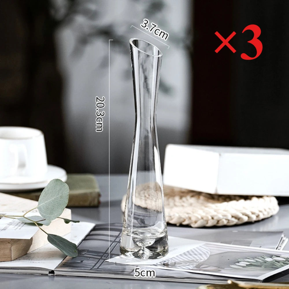 Elegant Slanted Glass Vase – European Style Hydroponic Flower Vase for Home Decor