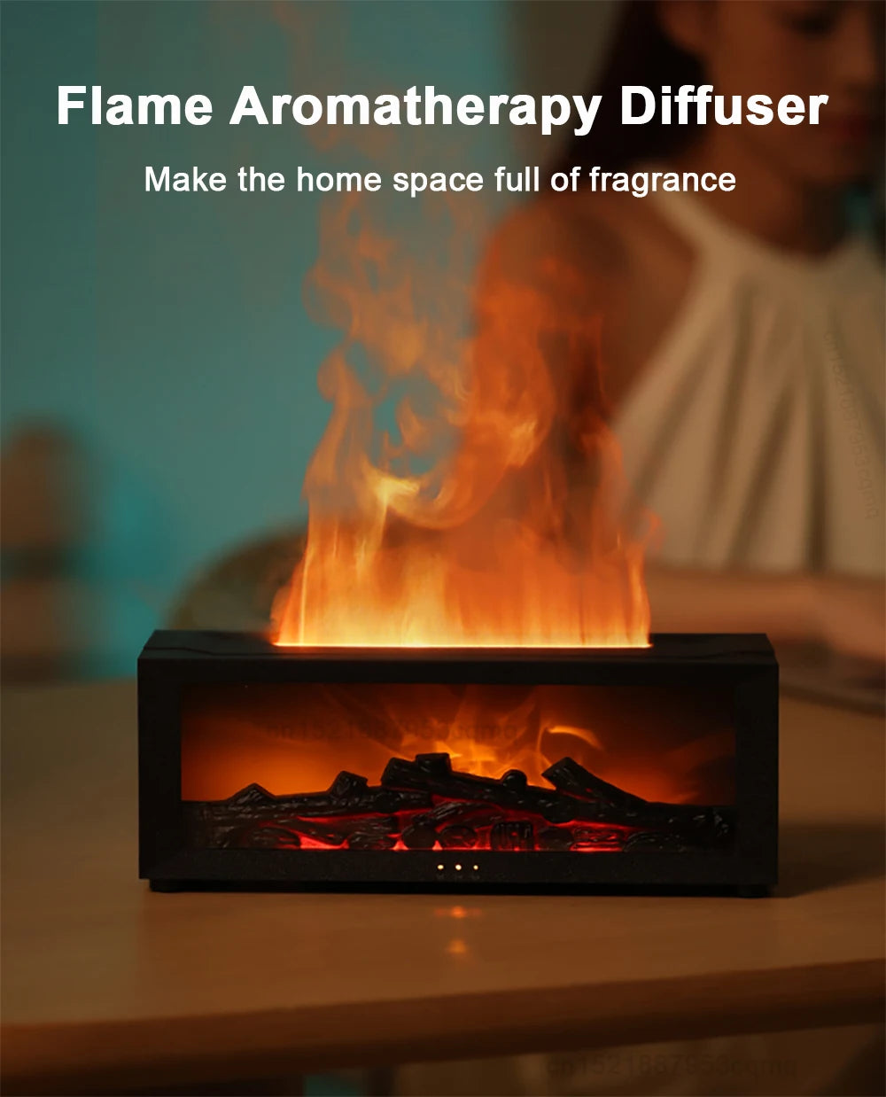 Flame Aroma Diffuser with Remote Control – LED Essential Oil Humidifier for Home