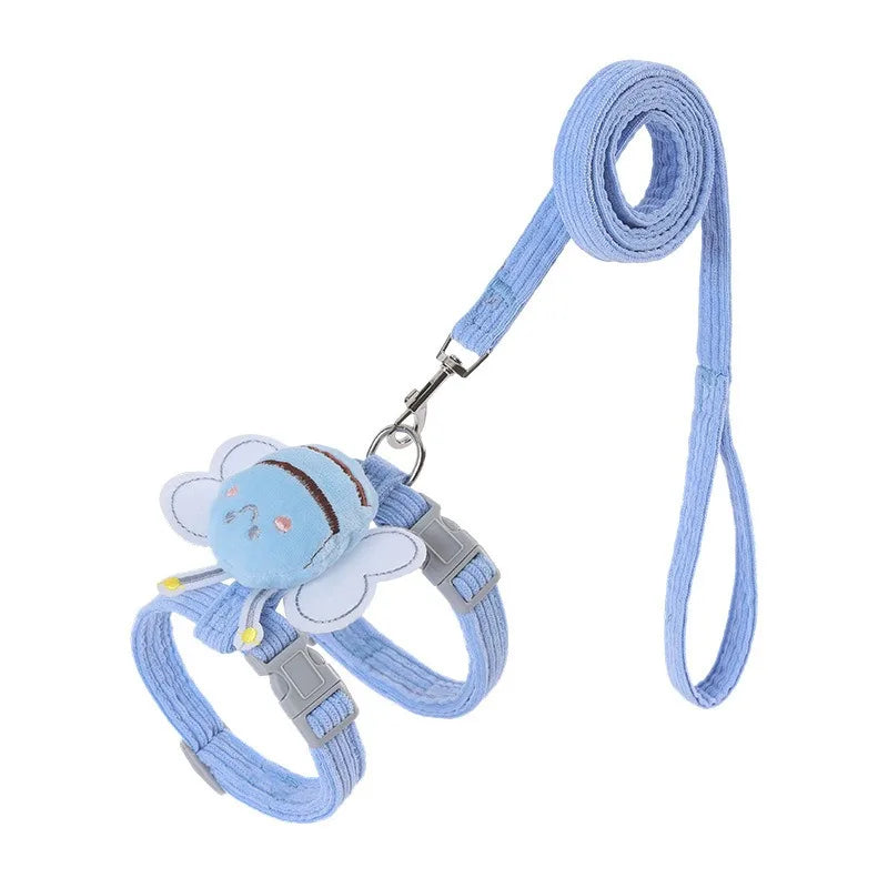 Cartoon Bee Pet Harness & Leash Set – Adjustable Vest for Cats & Small Dogs