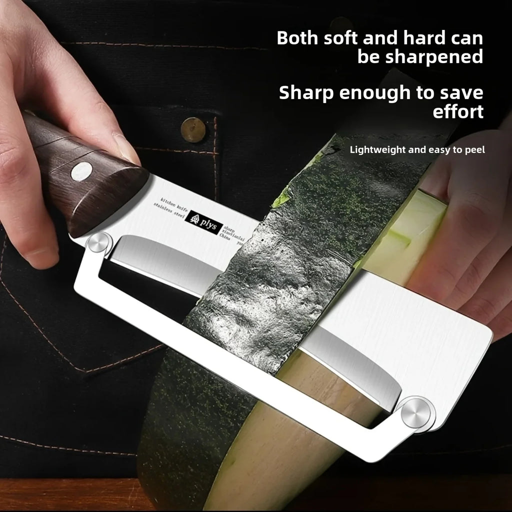 Stainless Steel Peeler with Wooden Handle – Durable Fruit & Vegetable Peeling and Slicing Kitchen Tool