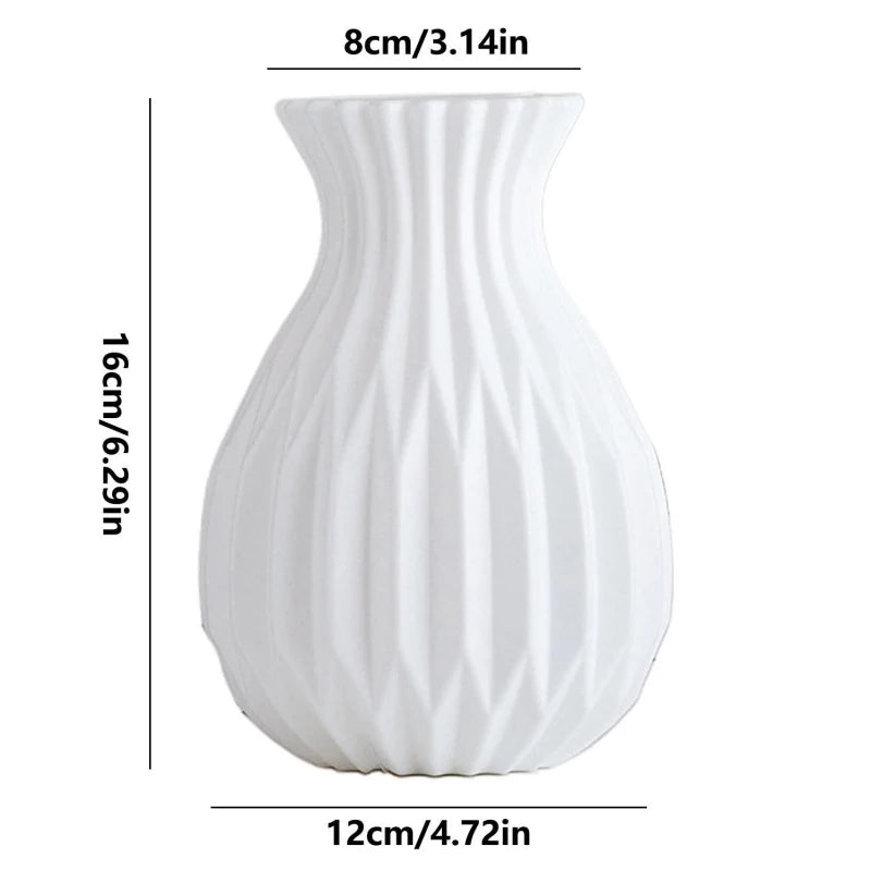 White Ceramic-Look Decorative Vase – Elegant Flower Vase for Weddings & Home Decor