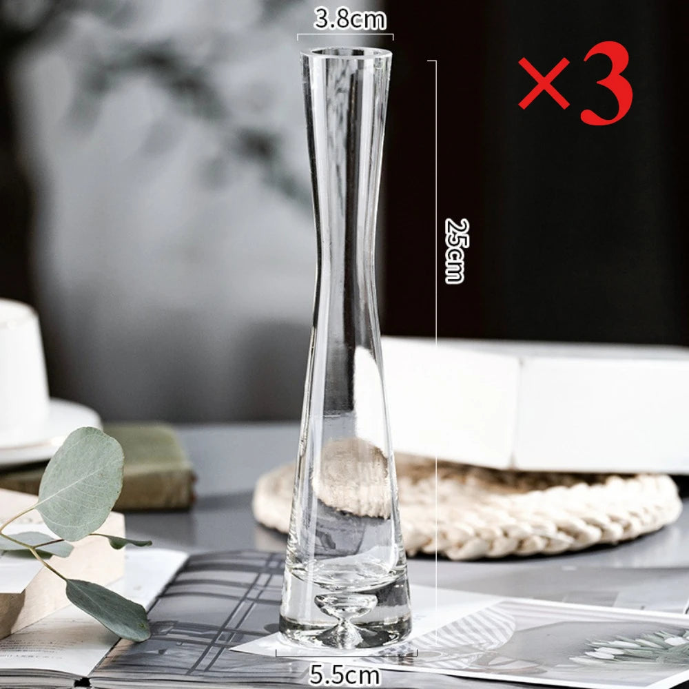 Elegant Slanted Glass Vase – European Style Hydroponic Flower Vase for Home Decor