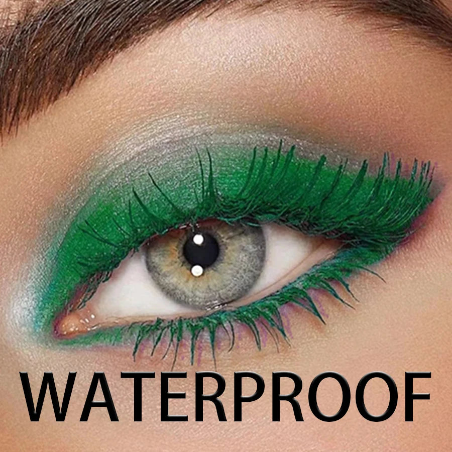 Mascara 5D waterproof vibrant 9 couleurs longue tenue recourbant bleu, vert, noir extensions cils