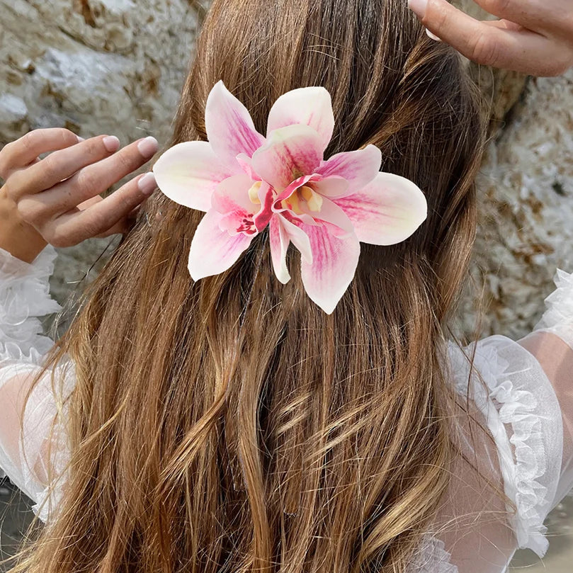 « Barrettes Femme – Fleurs Orchidée, Style Bohème »