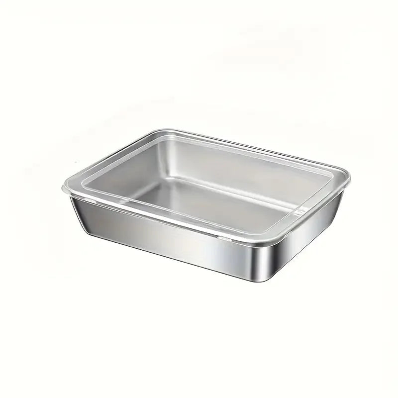 Stainless Steel Food Storage Container with Lid – Rectangle Refrigerator Organizer