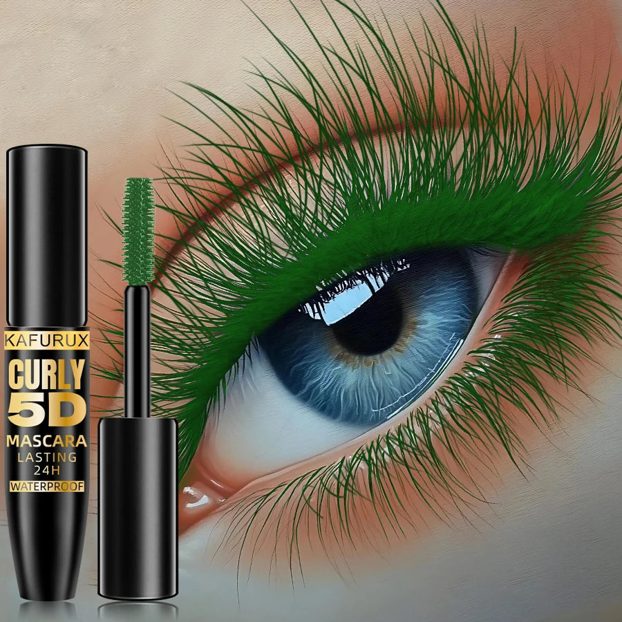 Mascara 5D fibres de soie 9 couleurs grands yeux waterproof allongeant anti-transpiration longue tenue violet, vert, noir maquillage coréen