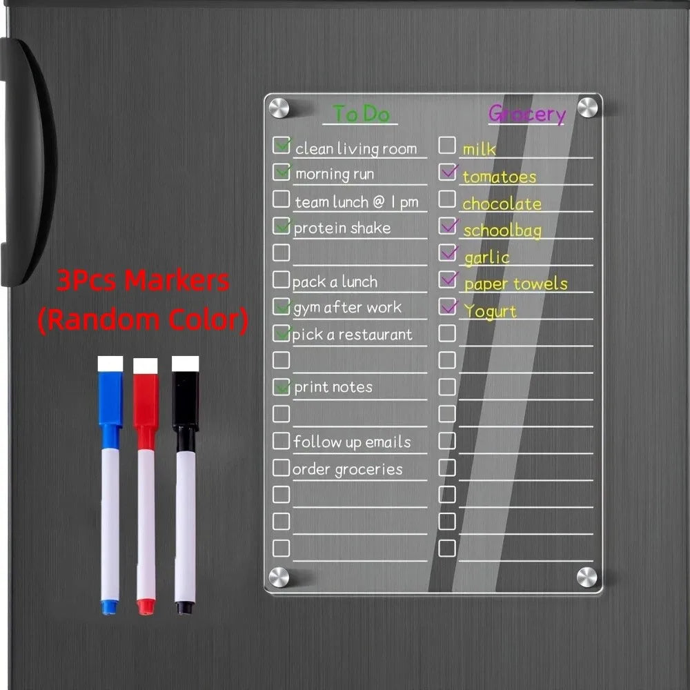 Magnetic Acrylic Weekly Planner for Fridge – Reusable Transparent Calendar Board