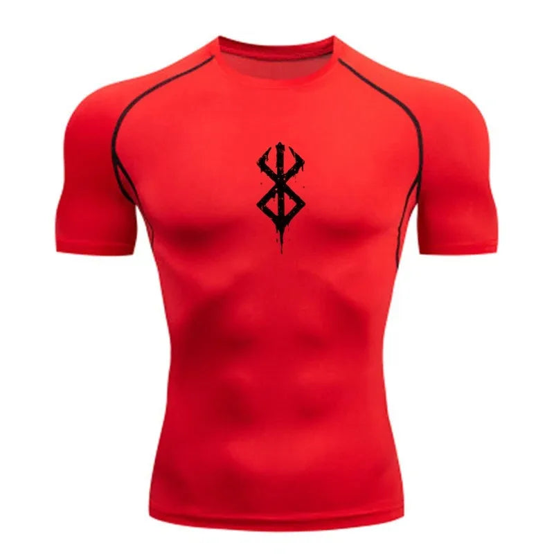 T-shirt de compression à manches courtes pour homme, haut de sport, séchage rapide, respirant, vêtements de fitness MMA, blanc et noir, été