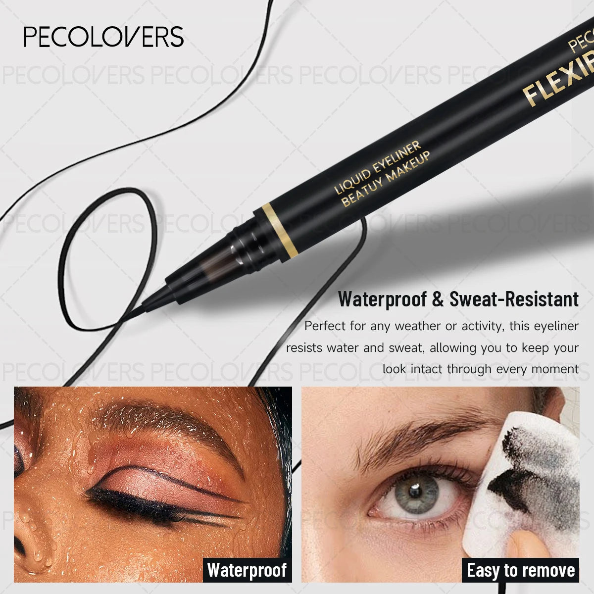 Set 3 pcs eyeliner liquide noir – précis, lisse, longue tenue, facile à appliquer, anti-bavure, adapté aux débutants