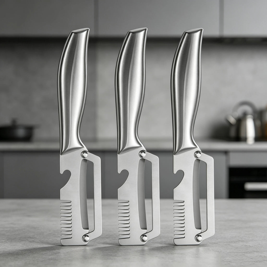3-in-1 Multifunction Stainless Steel Peeler – Vegetable & Fruit Peeler, Slicer and Shredder Kitchen Tool