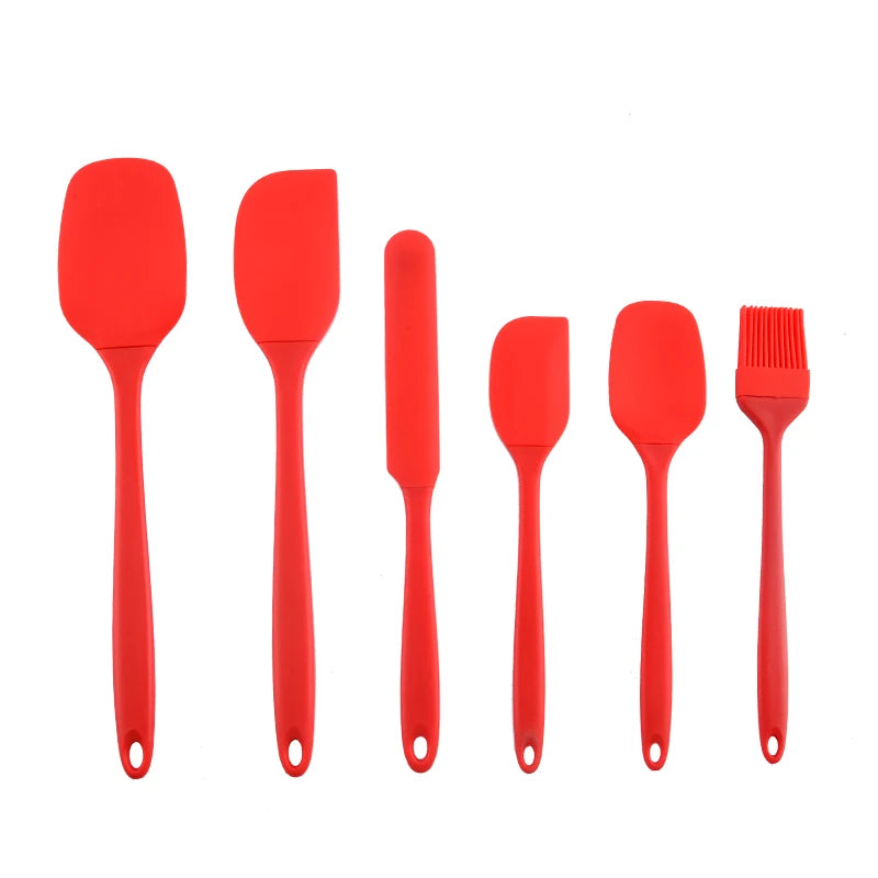 6-Piece Silicone Kitchen Utensil Set – Cream Scraper, Spatulas & Oil Brush Baking Tools Set
