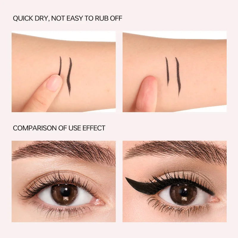 Crayon eyeliner liquide noir waterproof ultra-fin, anti-bavures, longue tenue, application lisse, effet ver de soie