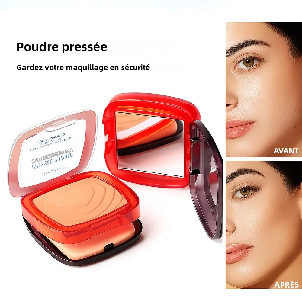 Poudre pressée matte waterproof – Couvrance totale, contrôle de l’huile, fond de teint léger 24 h, longue tenue, finition sans effet masque