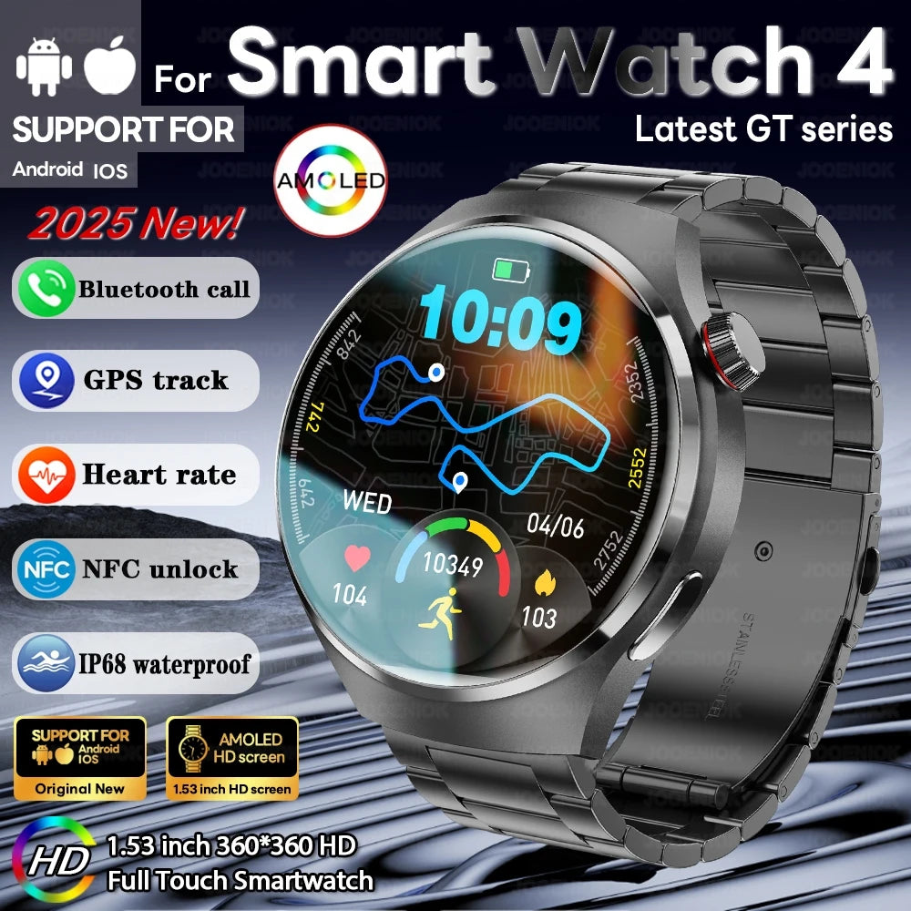 2025 nouvelle montre 4 GT série montre intelligente hommes AMOLED écran fréquence cardiaque surveillance de la santé Bluetooth appel affaires Smartwatch homme