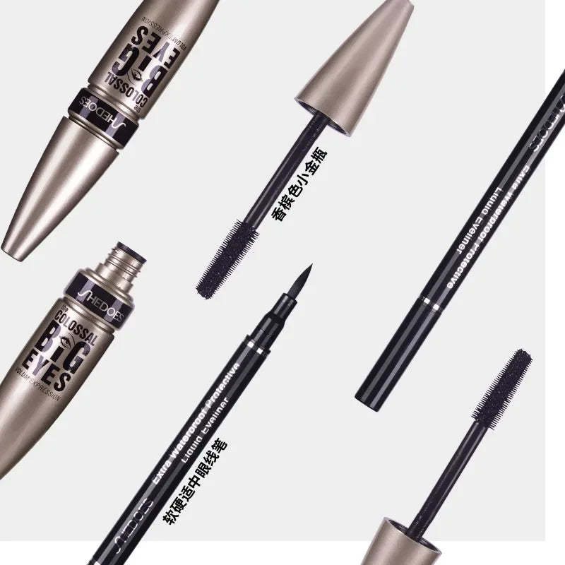 Mascara liquide waterproof longue tenue anti-bavure avec eyeliner