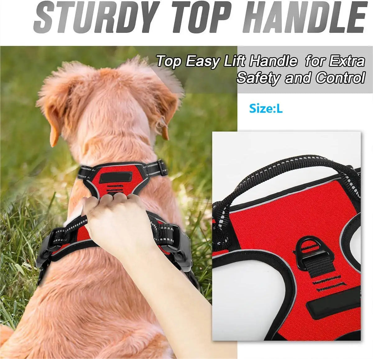 Adjustable No-Pull Dog Harness – Reflective Front-Clip Harness with Handle